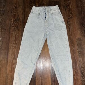 Pale Blue High Rise Jeans with Relaxed Fit and Wide Legs NWOT